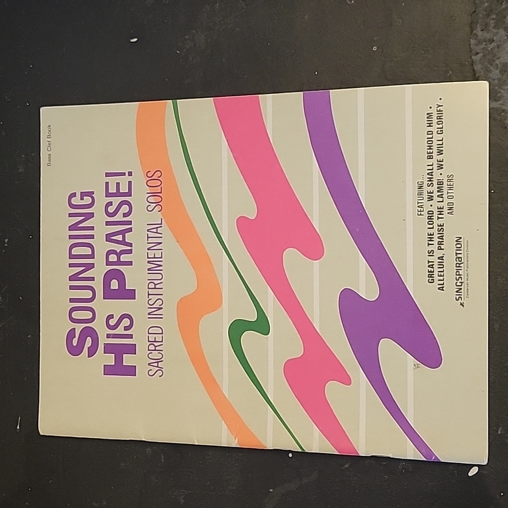 VINTAGE Music Book Sounding His Praise Sacred Instrumental SolosBass Clef Book